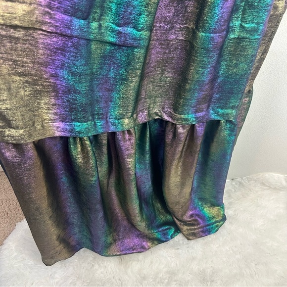 Betsey Johnson Liquid Rainbow Metallic Tiered High Low formal dress size: S - Picture 16 of 16